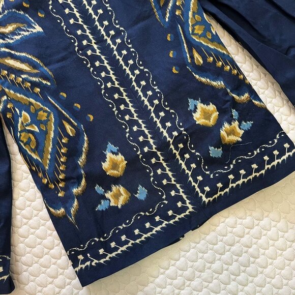 NWOT Farm Rio unisex Blue Pineapple Ikat Blazer Size L 100% Cotton - Picture 15 of 16